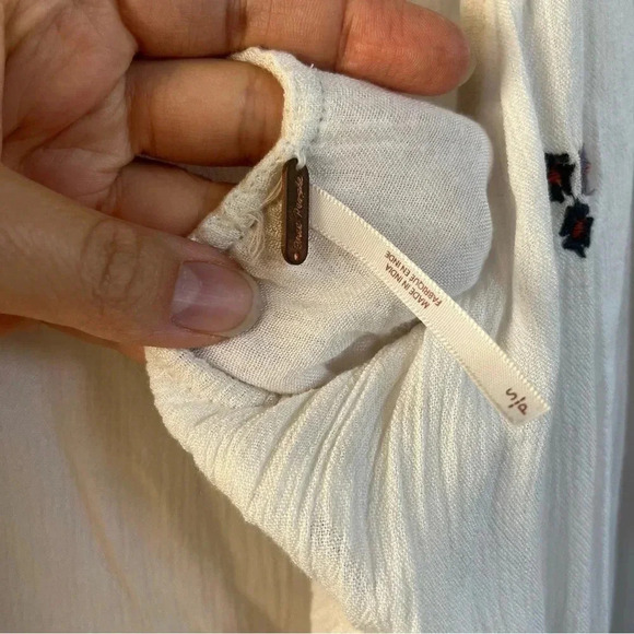Free People Womens Ivory Oxford Embroidered Mini Dress Floral Gauze Sz S $129 - Picture 11 of 14
